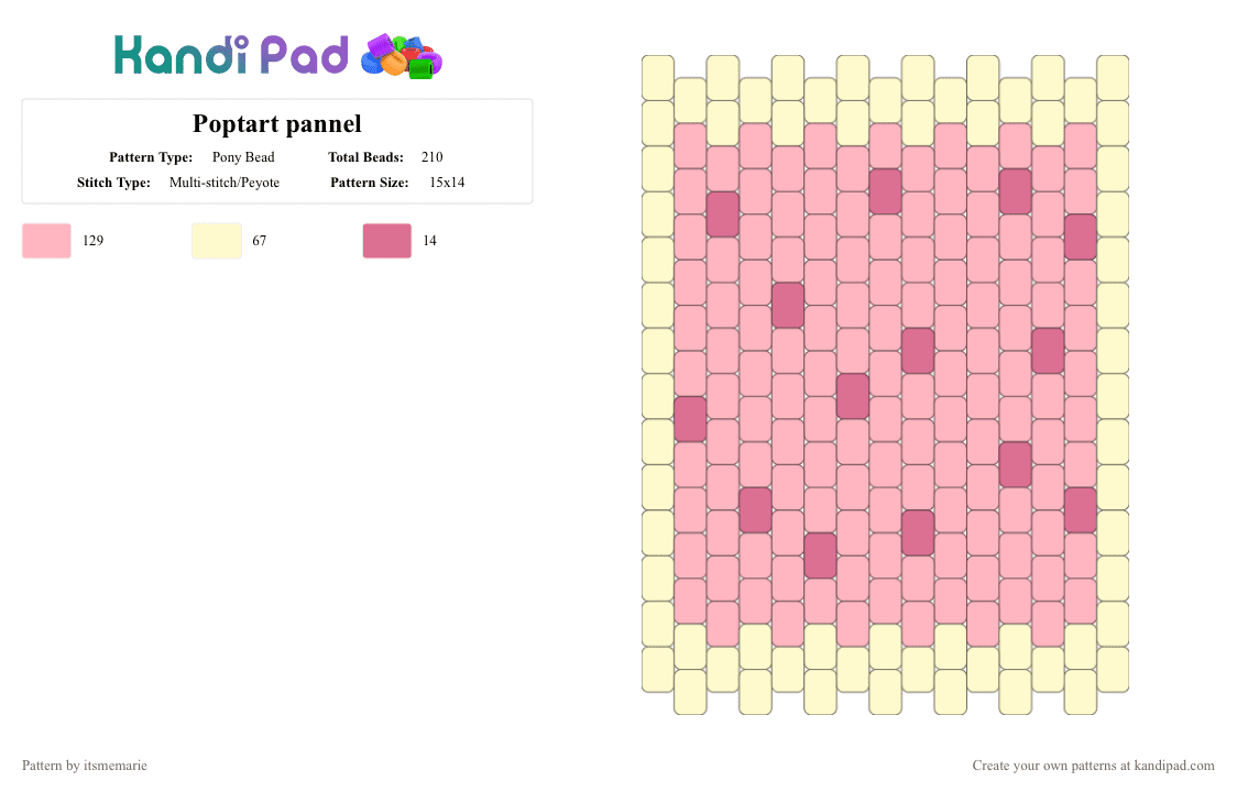 Poptart pannel - Pony Bead Pattern by itsmemarie on Kandi Pad - yellow,pink