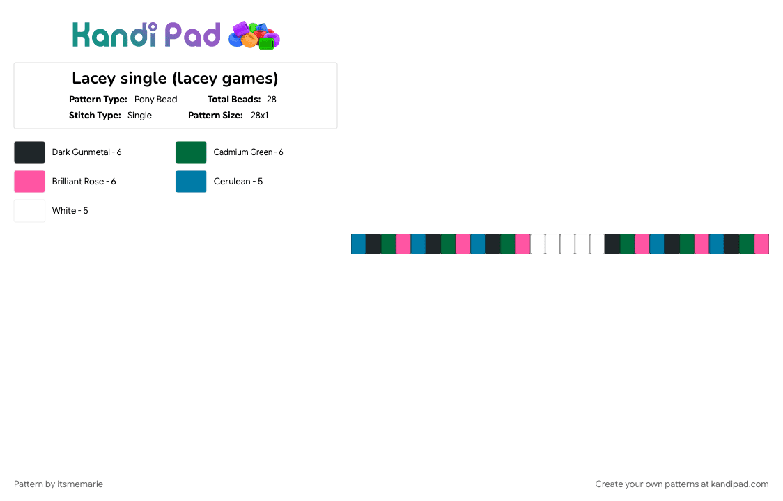 Lacey single (lacey games) - Pony Bead Pattern by itsmemarie on Kandi Pad - green, pink