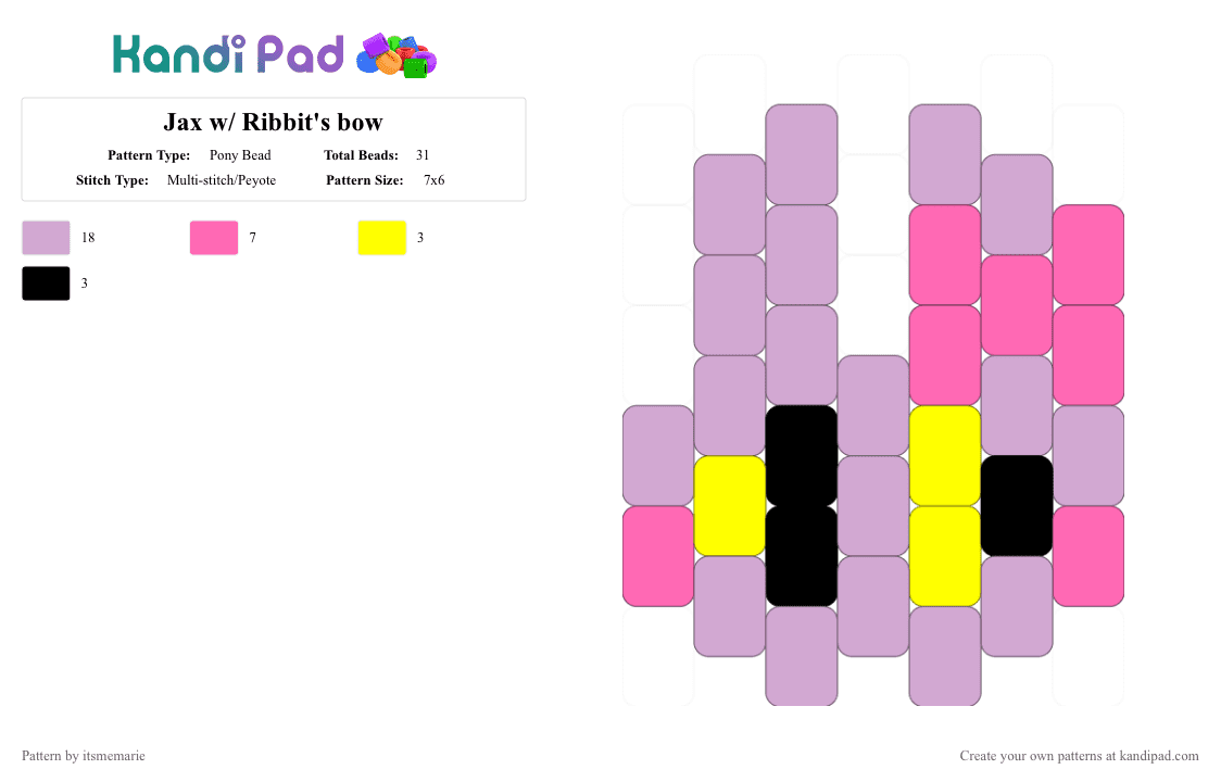 Jax w/ Ribbit\'s bow - Pony Bead Pattern by itsmemarie on Kandi Pad - pink