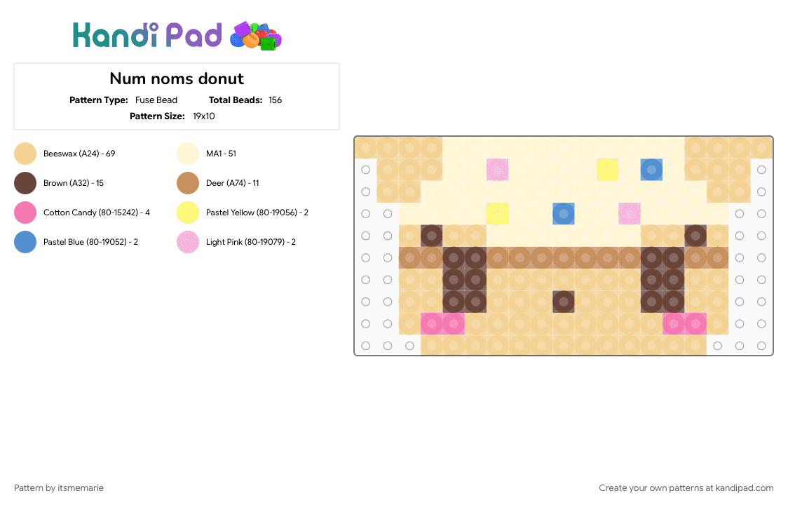 Num noms donut - Fuse Bead Pattern by itsmemarie on Kandi Pad - beige