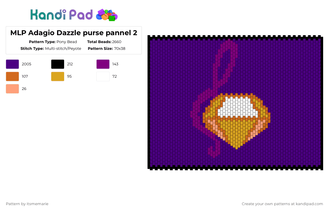 MLP Adagio Dazzle purse pannel 2 - Pony Bead Pattern by itsmemarie on Kandi Pad - purple