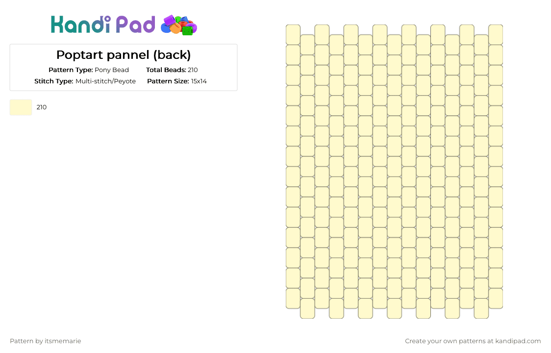 Poptart pannel (back) - Pony Bead Pattern by itsmemarie on Kandi Pad - yellow