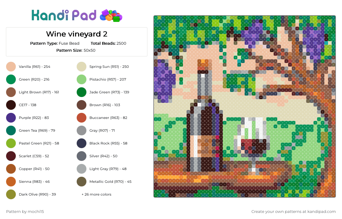 Wine vineyard 2 - Fuse Bead Pattern by mochi15 on Kandi Pad - green,tan,beige,colorful