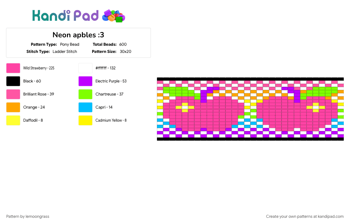 Neon apbles :3 - Pony Bead Pattern by lemoongrass on Kandi Pad - pink
