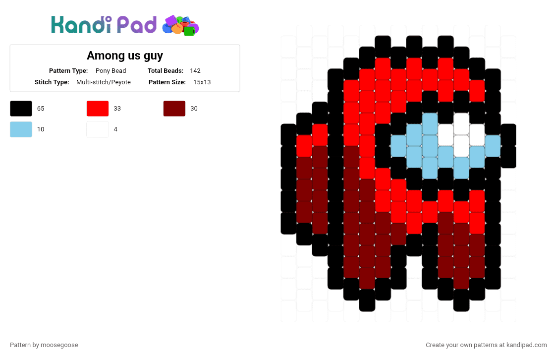 Among us guy - Pony Bead Pattern by moosegoose on Kandi Pad - brown, red