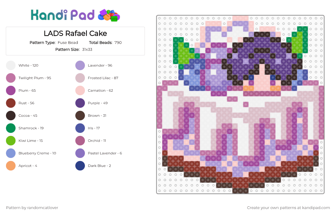 LADS Rafael Cake 2/5 - Fuse Bead Pattern by randomcatlover on Kandi Pad - pink,beige,brown,purple,lads,love and deep space,love and deepspace,deepspace,deep space,space,rafael,cake