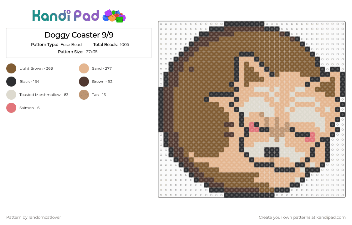Doggy Coaster 9/9 - Fuse Bead Pattern by randomcatlover on Kandi Pad - beige,tan,dog,dogs,doggy,doggies,puppy,puppies,cute,yorkie