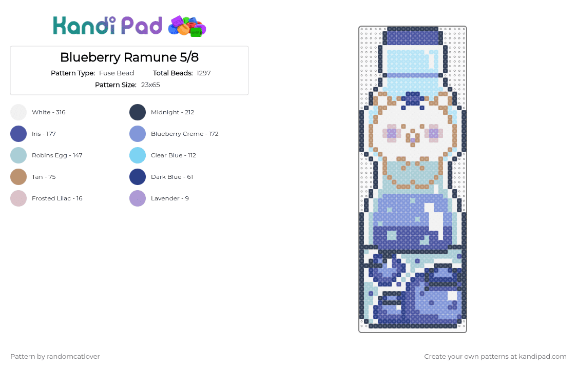 Blueberry Ramune 5/8 - Fuse Bead Pattern by randomcatlover on Kandi Pad - purple,light blue,cute,ramune,marble soda,soda,pop,soda pop,blueberry
