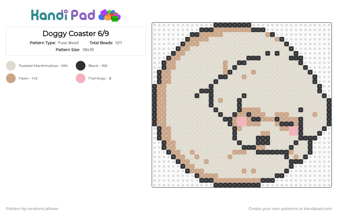 Doggy Coaster 6/9 - Fuse Bead Pattern by randomcatlover on Kandi Pad - beige,dog,dogs,doggy,doggies,puppy,puppies,cute,bichon