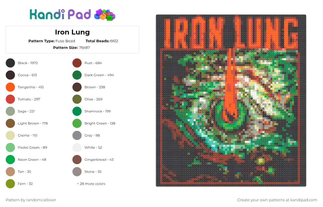 Iron Lung - Fuse Bead Pattern by randomcatlover on Kandi Pad - markiplier,mark,iron lung,gaming,movie,horror