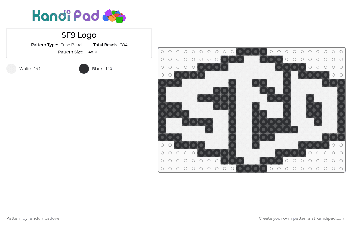 SF9 Logo - Fuse Bead Pattern by randomcatlover on Kandi Pad - black,white,sf9,kpop,music,logo,kpop logo,sf9 logo,korean