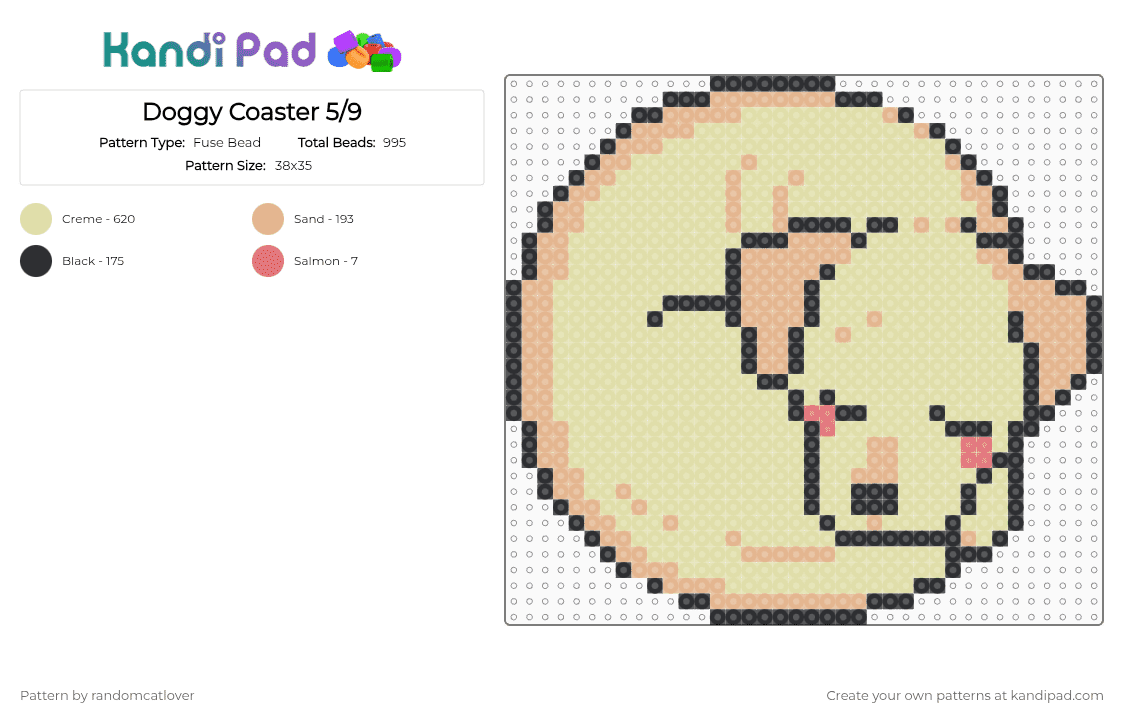 Doggy Coaster 5/9 - Fuse Bead Pattern by randomcatlover on Kandi Pad - yellow,dog,dogs,doggy,doggies,puppy,puppies,cute,labrador retriever