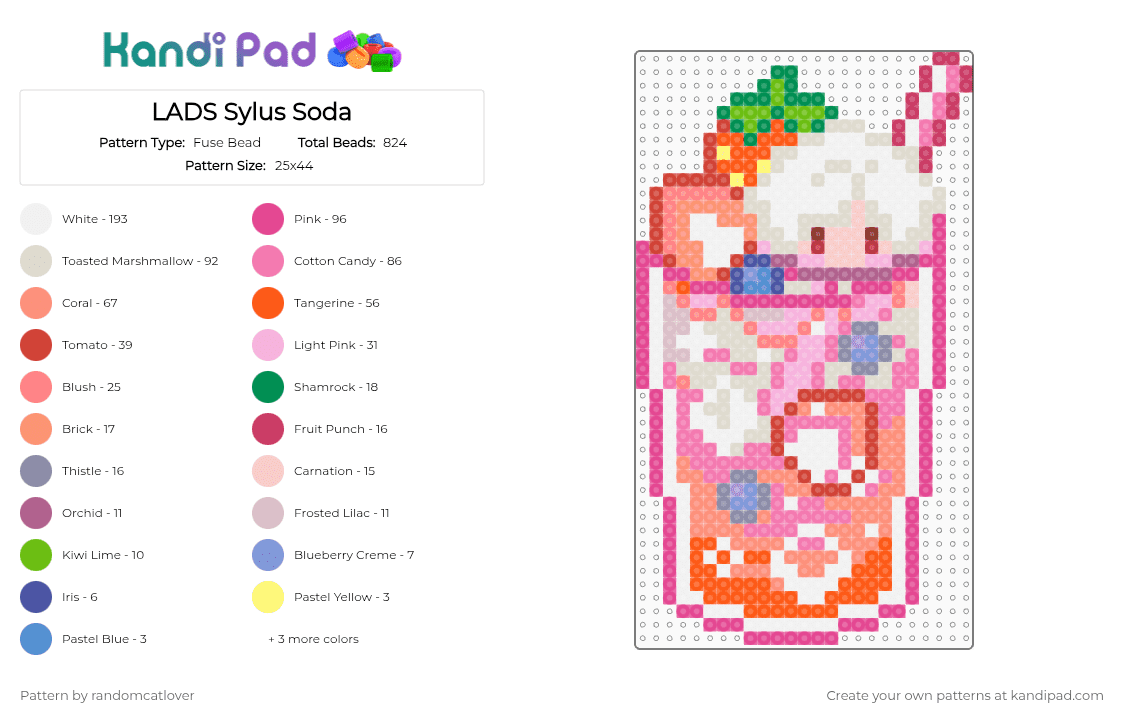 LADS Sylus Soda 4/5 - Fuse Bead Pattern by randomcatlover on Kandi Pad - pink,beige,red,orange,love and deepspace,lads,love and deep space,deepspace,deep space,space,sylus,soda