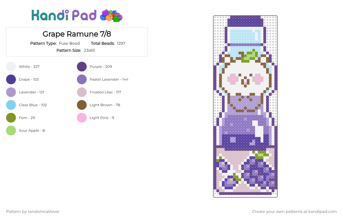 Grape Ramune 7/8 - Fuse Bead Pattern by randomcatlover on Kandi Pad - purple,blue,pink,beige,cute,ramune,marble soda,soda,pop,soda pop,grape