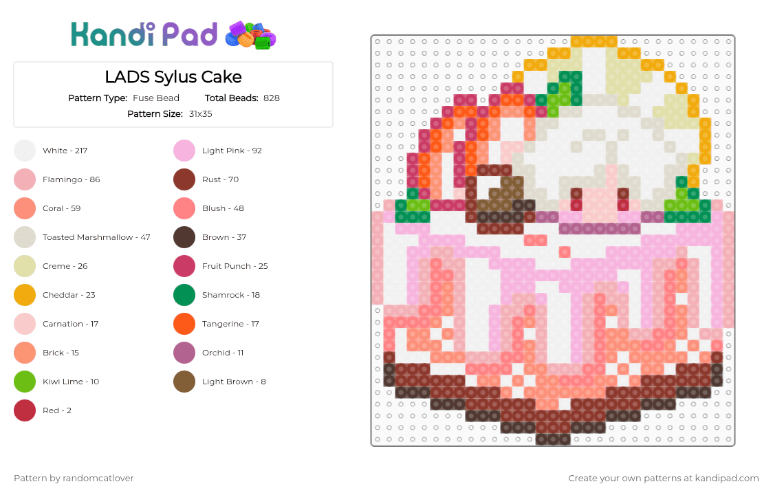 LADS Sylus Cake 4/5 - Fuse Bead Pattern by randomcatlover on Kandi Pad - beige,pink,red,orange,lads,love and deep space,love and deepspace,deep space,deepspace,sylus,space,cake