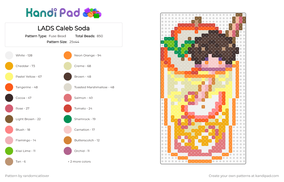 LADS Caleb Soda 5/5 - Fuse Bead Pattern by randomcatlover on Kandi Pad - beige,orange,colorful,lads,love and deepspace,love and deep space,deepspace,deep space,space,caleb,soda