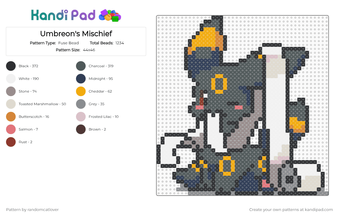 Umbreon\'s Mischief 6/9 - Fuse Bead Pattern by randomcatlover on Kandi Pad - purple,pink,gray,umbreon,eeveelutions,eeveelution,pokemon,mischief,chaos,cute,197