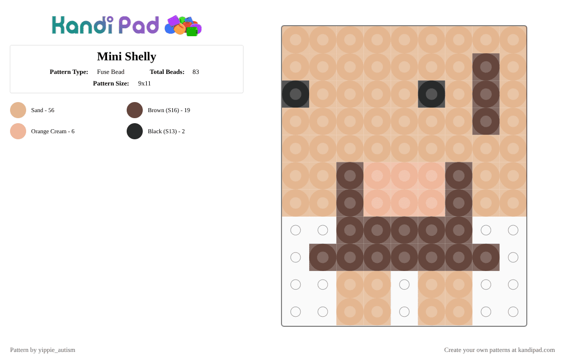 Mini Shelly - Fuse Bead Pattern by yippie_autism on Kandi Pad - 