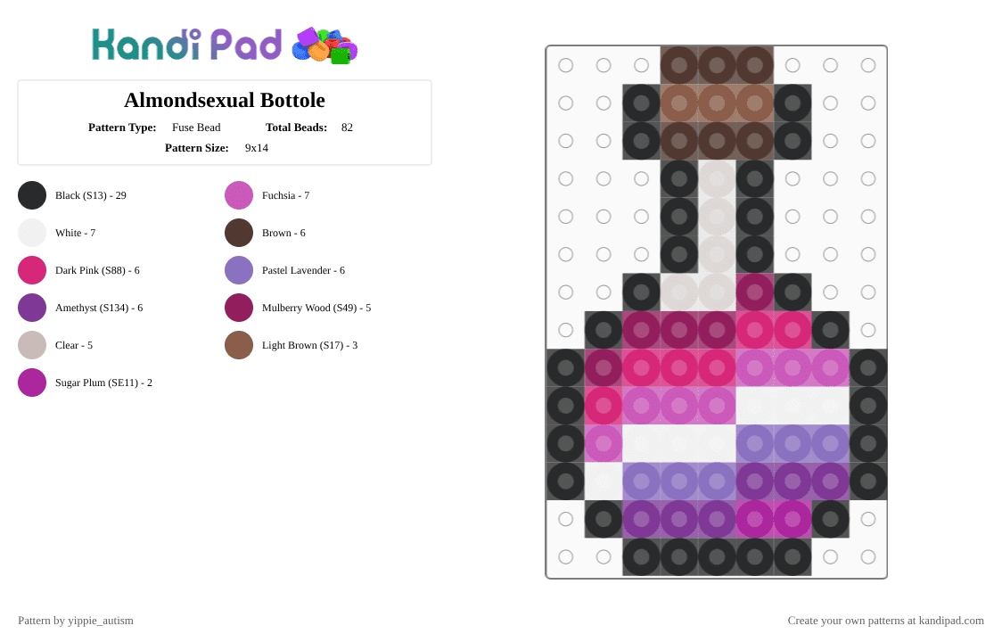 Almondsexual Bottole - Fuse Bead Pattern by yippie_autism on Kandi Pad - pink