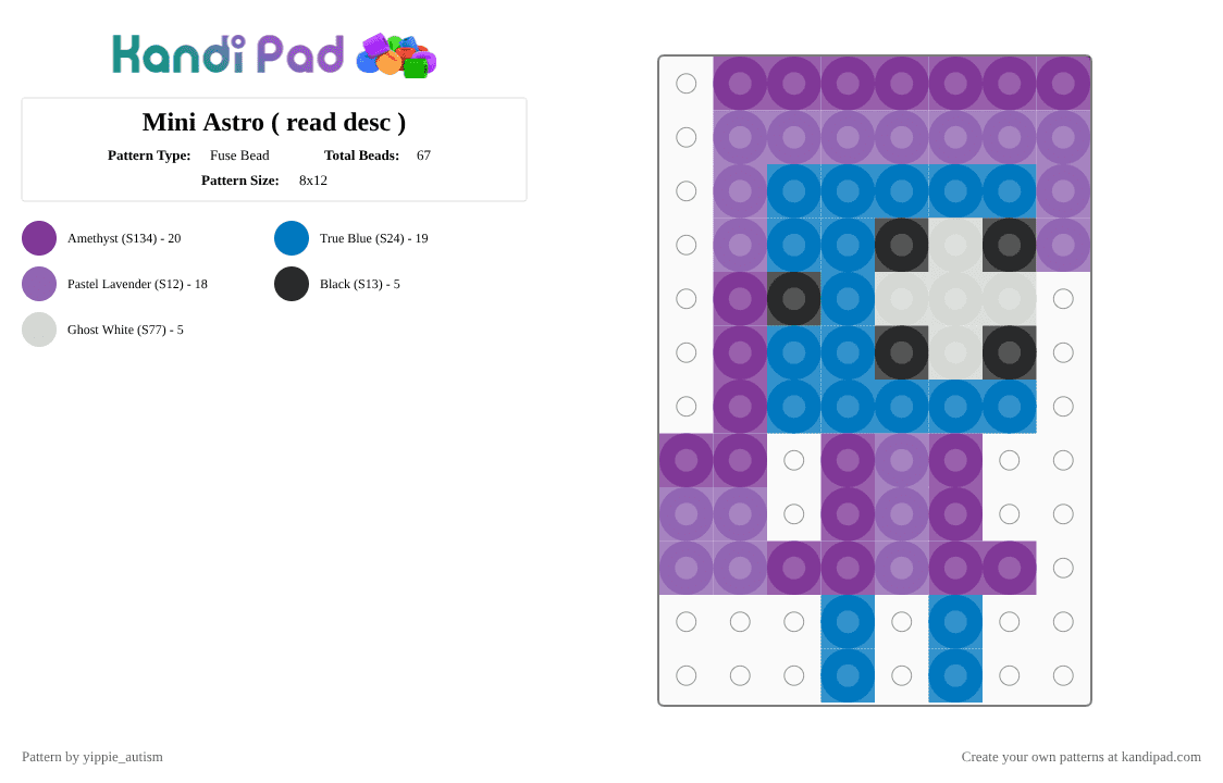 Mini Astro ( read desc ) - Fuse Bead Pattern by yippie_autism on Kandi Pad - blue,pink