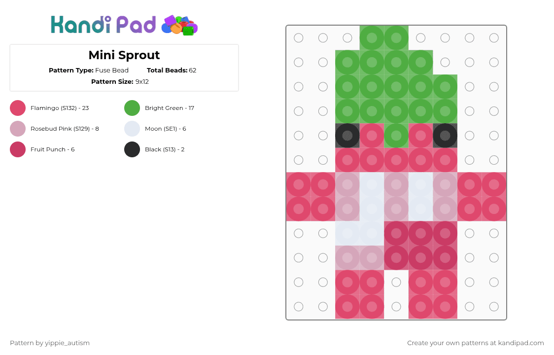 Mini Sprout - Fuse Bead Pattern by yippie_autism on Kandi Pad - red