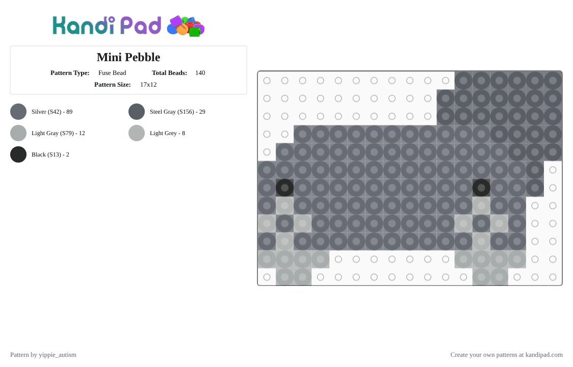 Mini Pebble - Fuse Bead Pattern by yippie_autism on Kandi Pad - gray