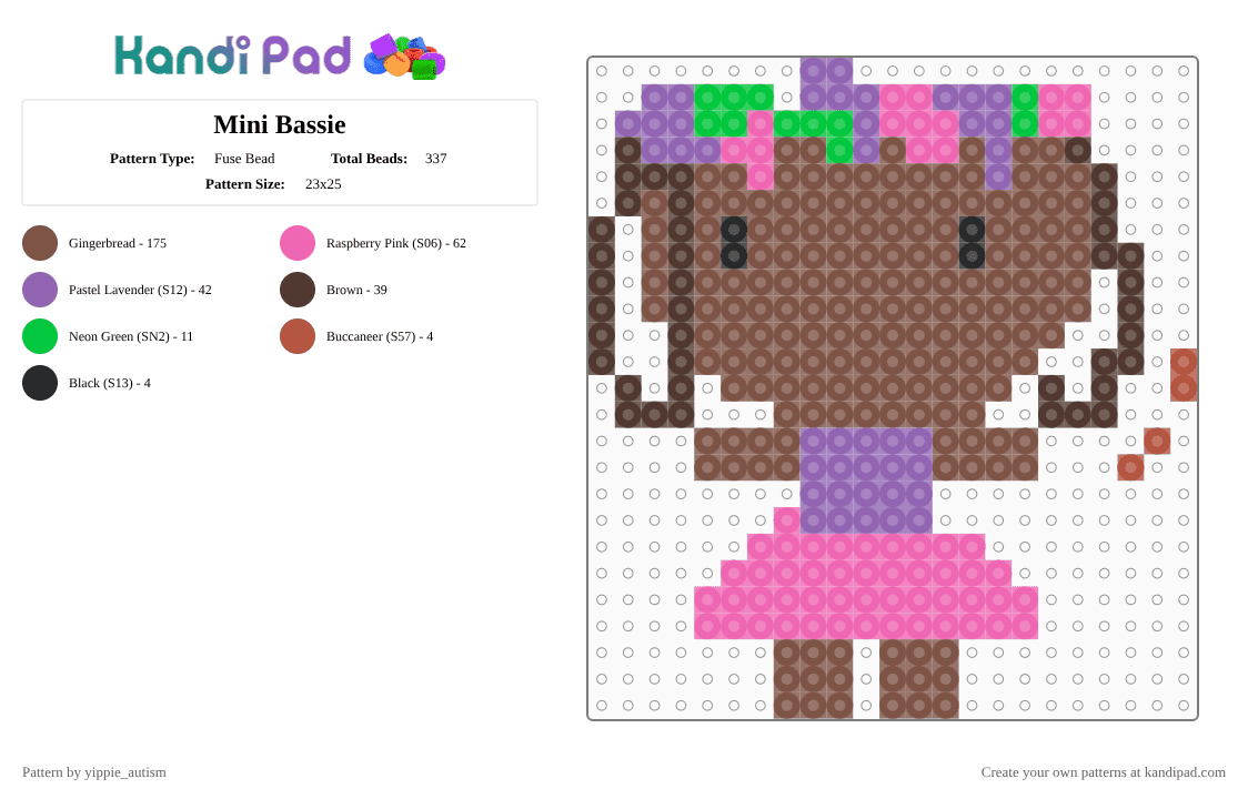 Mini Bassie - Fuse Bead Pattern by yippie_autism on Kandi Pad - tan,pink