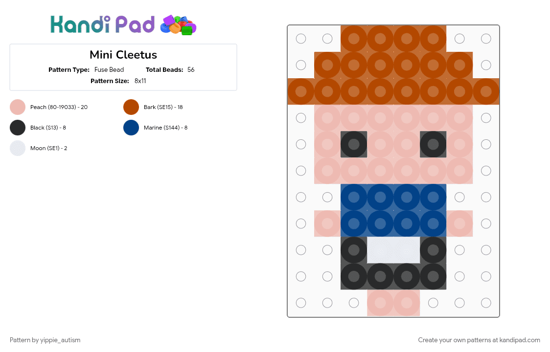 Mini Cleetus - Fuse Bead Pattern by yippie_autism on Kandi Pad - beige, red