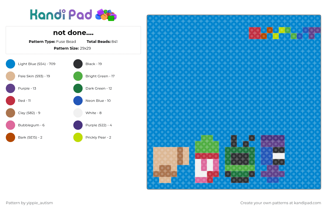 Weezer (Dandys World) - Fuse Bead Pattern by yippie_autism on Kandi Pad - blue