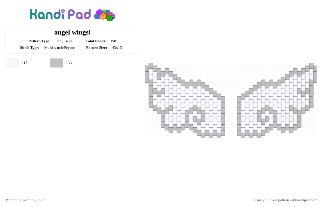 angel wings! - Pony Bead Pattern by dead_p3rs0n on Kandi Pad - beige,white,adopt me,angel wings,grey