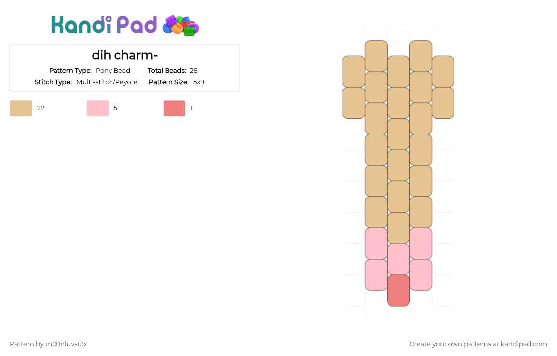 Dih charm- Pony Bead Pattern - Kandi Pad | Kandi Patterns, Fuse Bead ...