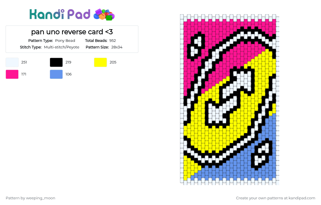 pan uno reverse card - Pony Bead Pattern by dead_p3rs0n on Kandi Pad - pink,yellow,blue,uno reverse,card,poster,charm