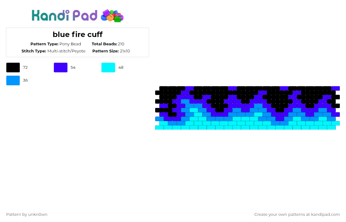 blue fire cuff - Pony Bead Pattern by unkn0wn on Kandi Pad - purple,light blue