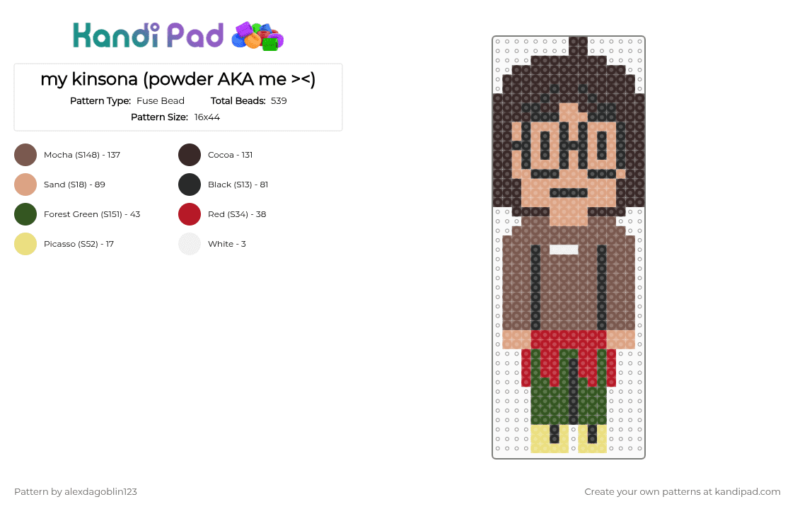 my kinsona (powder AKA me > - Fuse Bead Pattern by alexdagoblin123 on Kandi Pad - brown,beige,tan