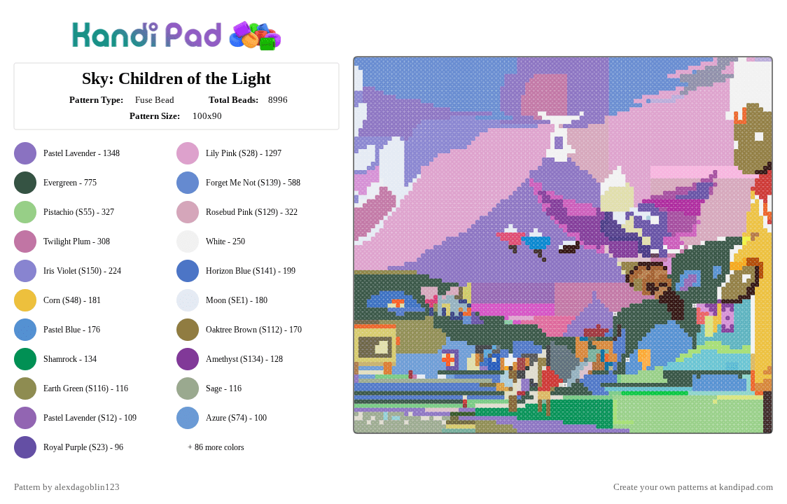 Sky: Children of the Light - Fuse Bead Pattern by alexdagoblin123 on Kandi Pad - blue,pink,gray,teal