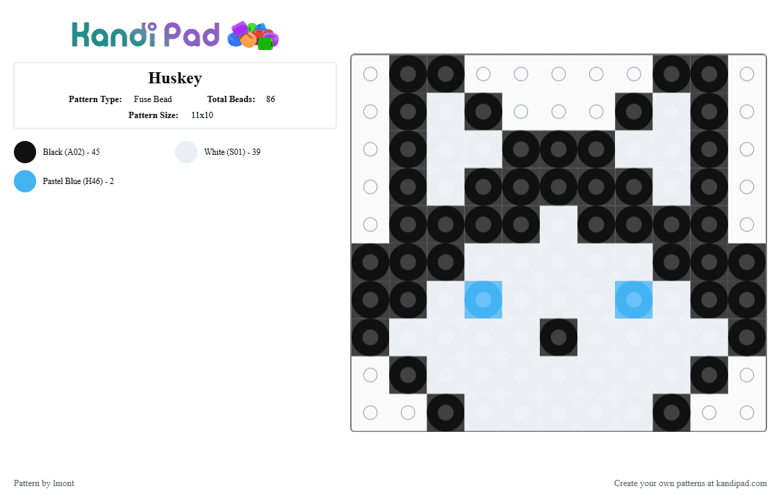 Huskey - Fuse Bead Pattern by lmont on Kandi Pad - white