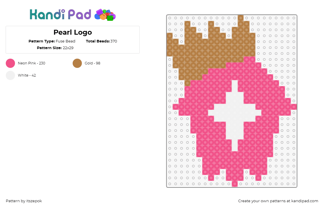 Pearl Logo - Fuse Bead Pattern by itszepok on Kandi Pad - pearl,splatoon,video game,logo,vibrant,passion,culture,pink