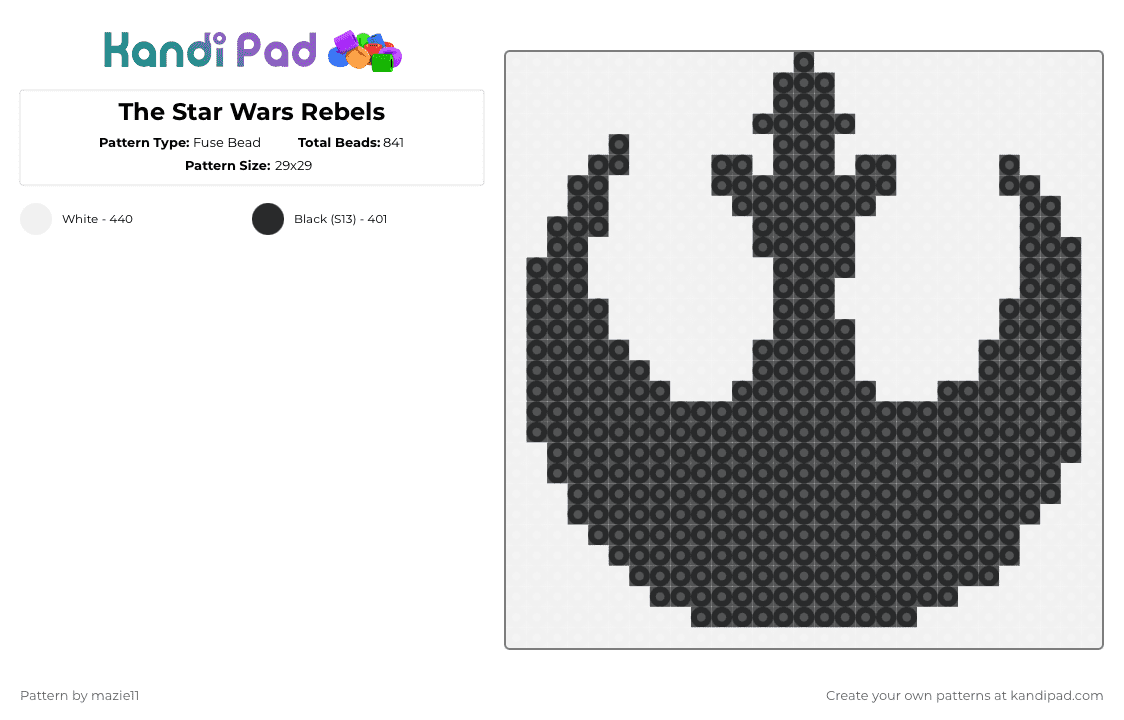 The Star Wars Rebels - Fuse Bead Pattern by mazie11 on Kandi Pad - black, white