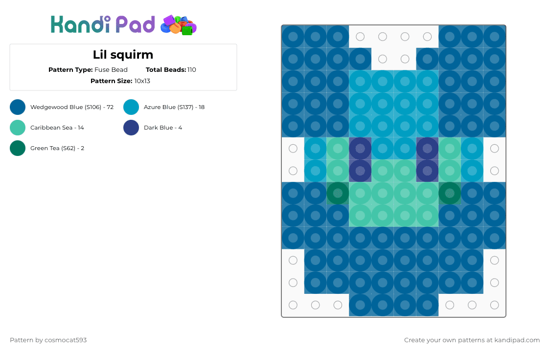 Lil squirm - Fuse Bead Pattern by cosmocat593 on Kandi Pad - blue,dandys world,squirm,toon,simple,dandys world squirm