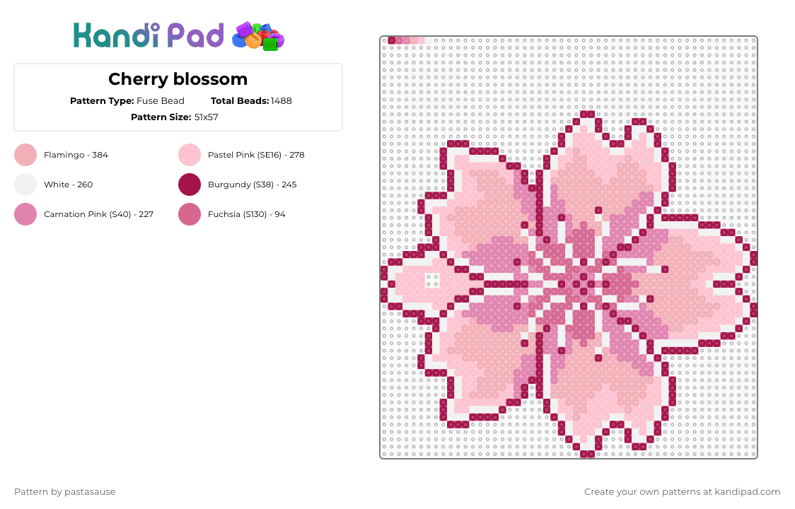 Cherry blossom - Fuse Bead Pattern by pastasause on Kandi Pad - pink,beige