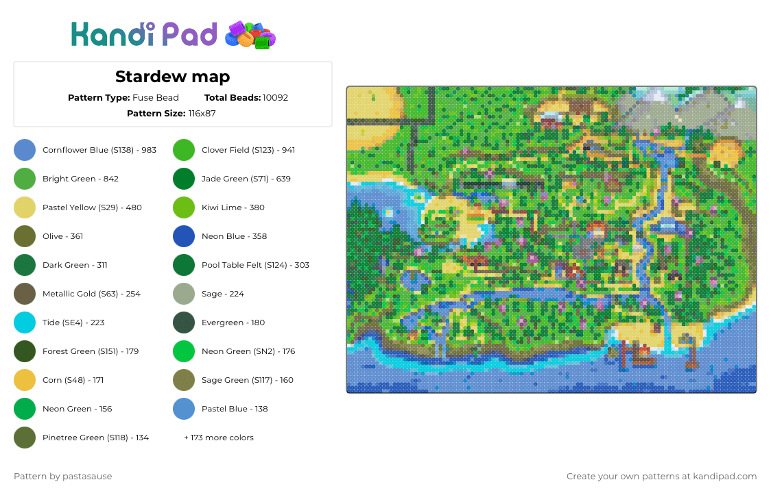 Stardew map - Fuse Bead Pattern by pastasause on Kandi Pad - gold,gray,light blue,colorful