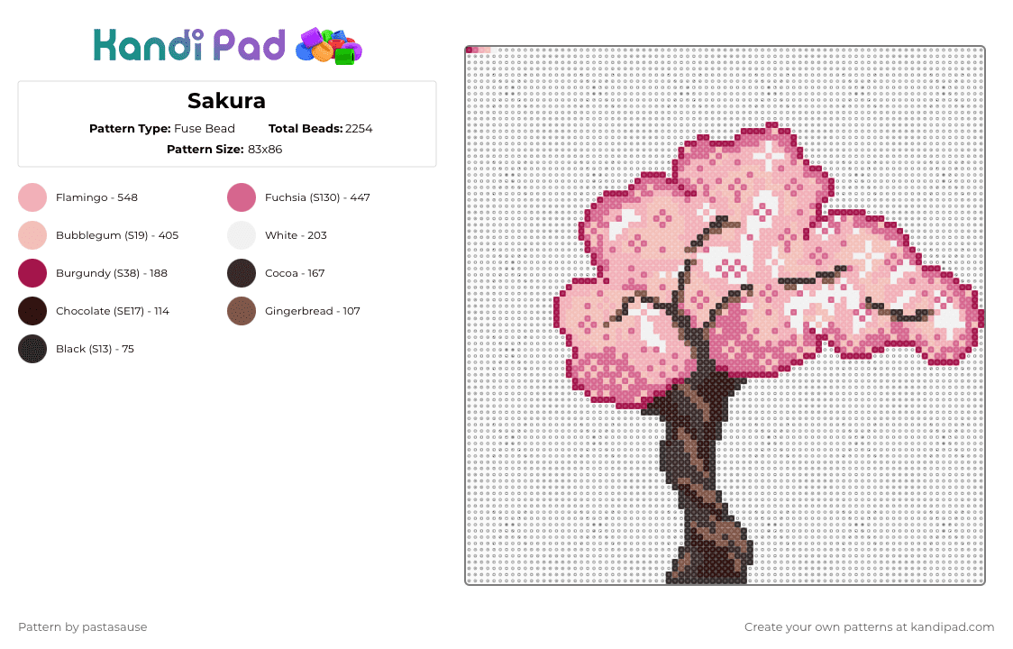 Sakura - Fuse Bead Pattern by pastasause on Kandi Pad - beige, pink
