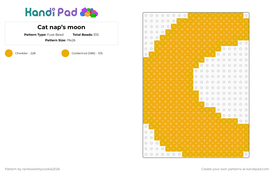 Cat nap’s moon - Fuse Bead Pattern by rainbowkittycookie2026 on Kandi Pad - orange