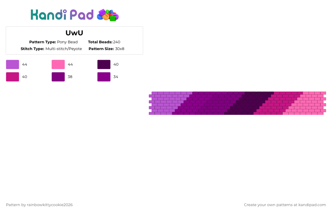 UwU - Pony Bead Pattern by rainbowkittycookie2026 on Kandi Pad - pink