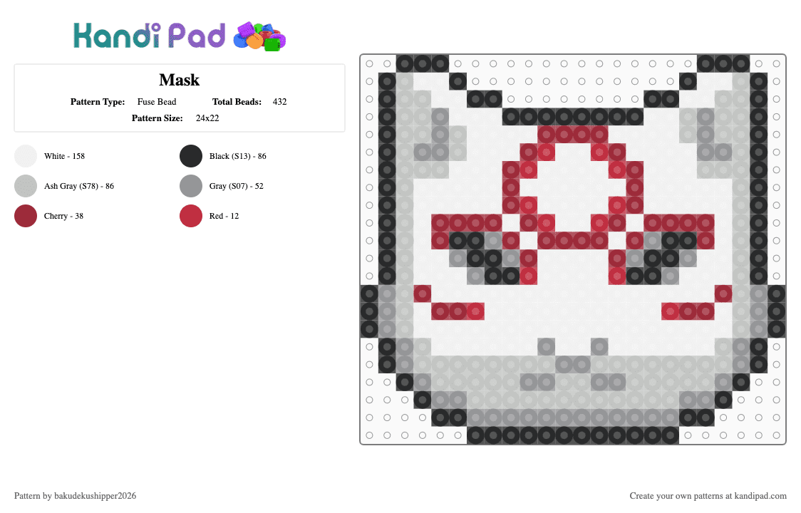 Mask - Fuse Bead Pattern by bakudekushipper2026 on Kandi Pad - beige,mask,cat mask,beads,random