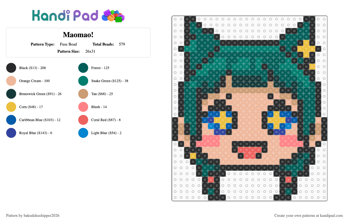 Maomao! - Fuse Bead Pattern by bakudekushipper2026 on Kandi Pad - gray,beige,maomao,anime,the apothecary diaries,apothecary diaries,apothecary