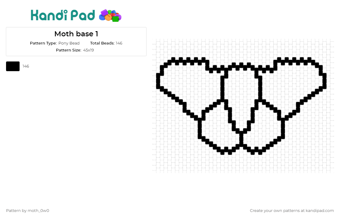 Moth base 1 - Pony Bead Pattern by moth_0w0 on Kandi Pad - moth,butterly,animals