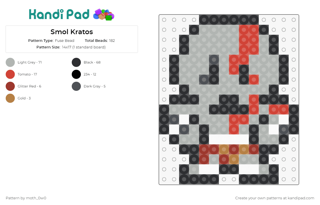 Smol Kratos - Fuse Bead Pattern by moth_0w0 on Kandi Pad - kratos,god of war,video games,small