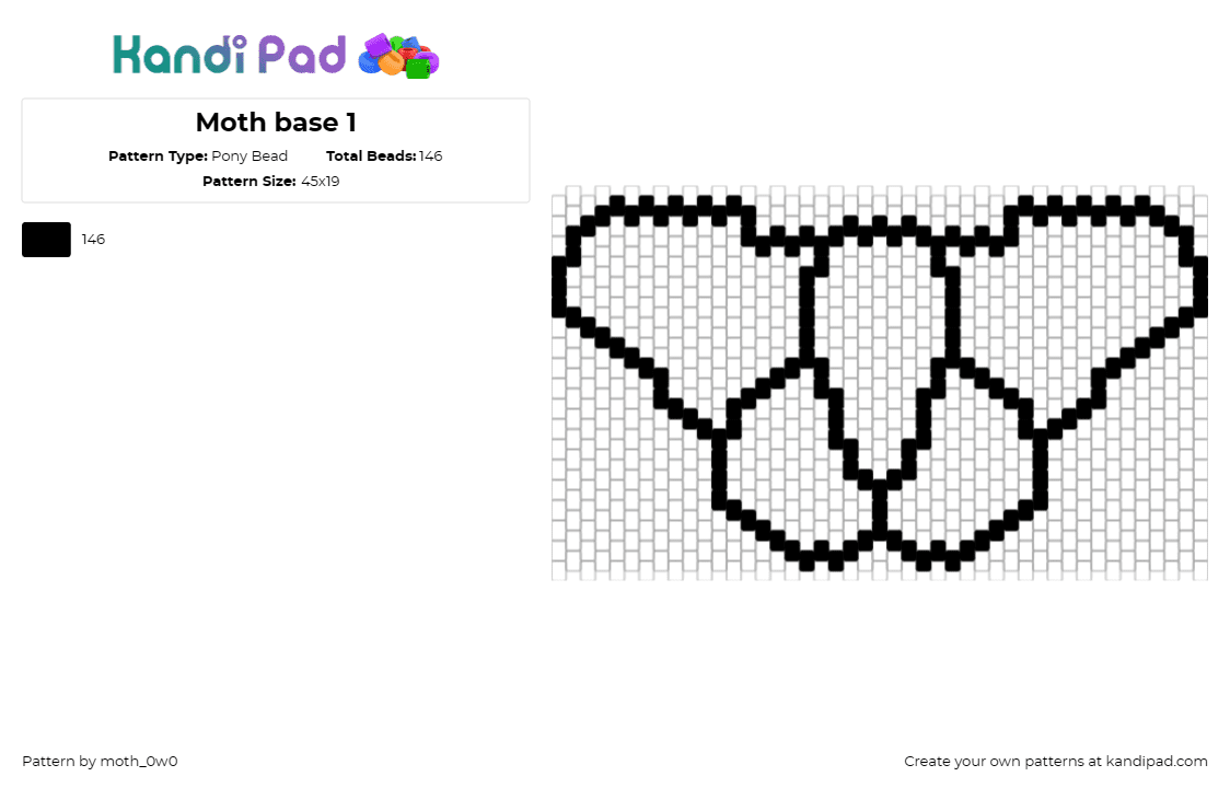 Moth base 1 - Pony Bead Pattern by moth_0w0 on Kandi Pad - moth,butterly,animals