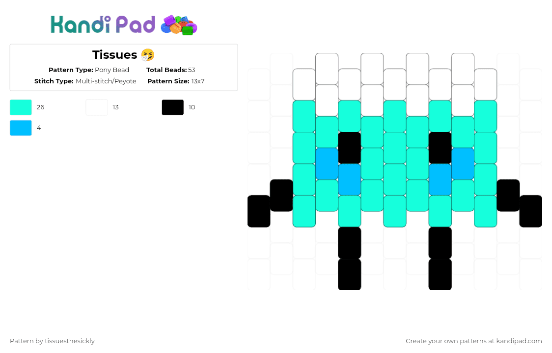 Tissues 🤧 - Pony Bead Pattern by tissuesthesickly on Kandi Pad - teal